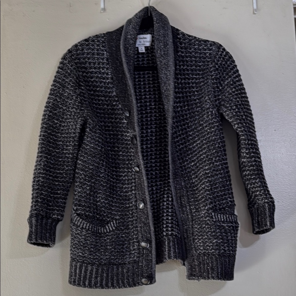 Rag & Bone Black and Gray Cardigan Sweater with Shawl Collar